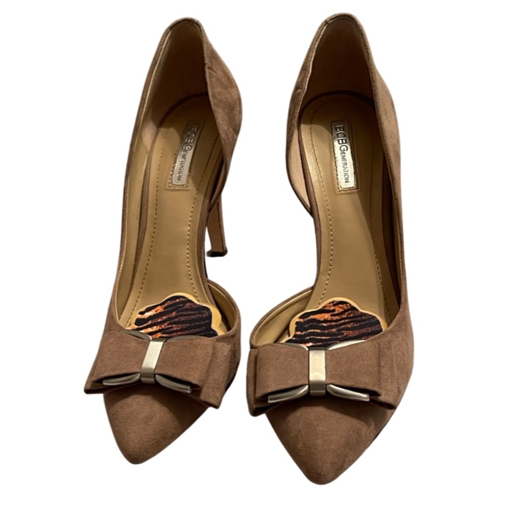 BCBGeneration Tan Heels Sleek Suede Design